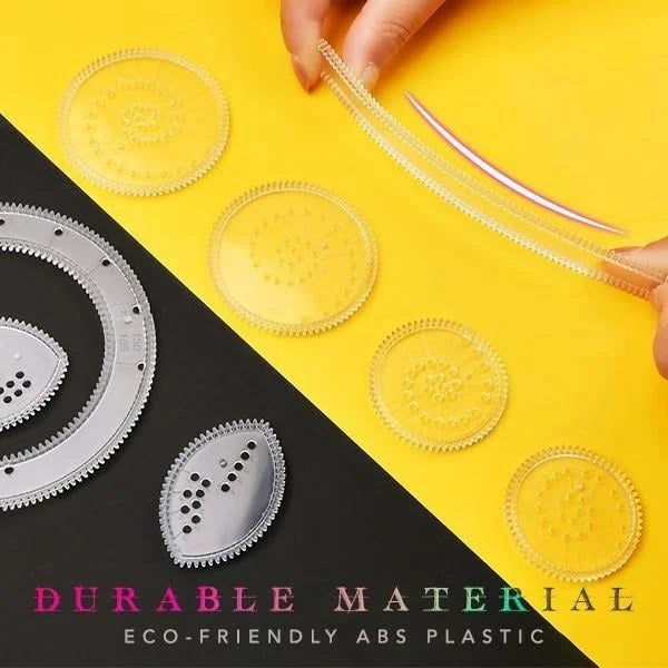 Spiral Art Clear Gear Geometric Ruler (22 PCS)