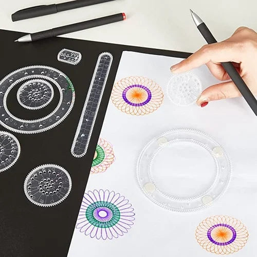 Spiral Art Clear Gear Geometric Ruler (22 PCS)