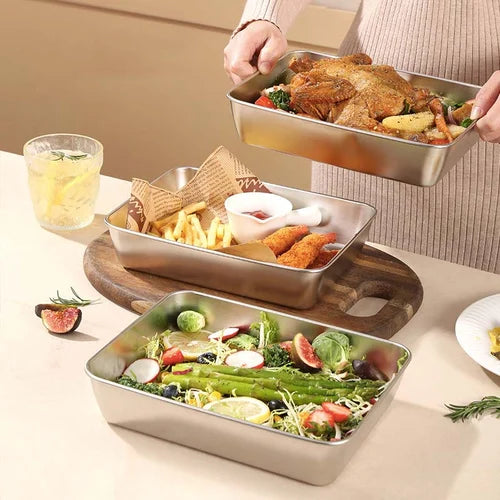 Square Plate made of Stainless Steel (With Lid)