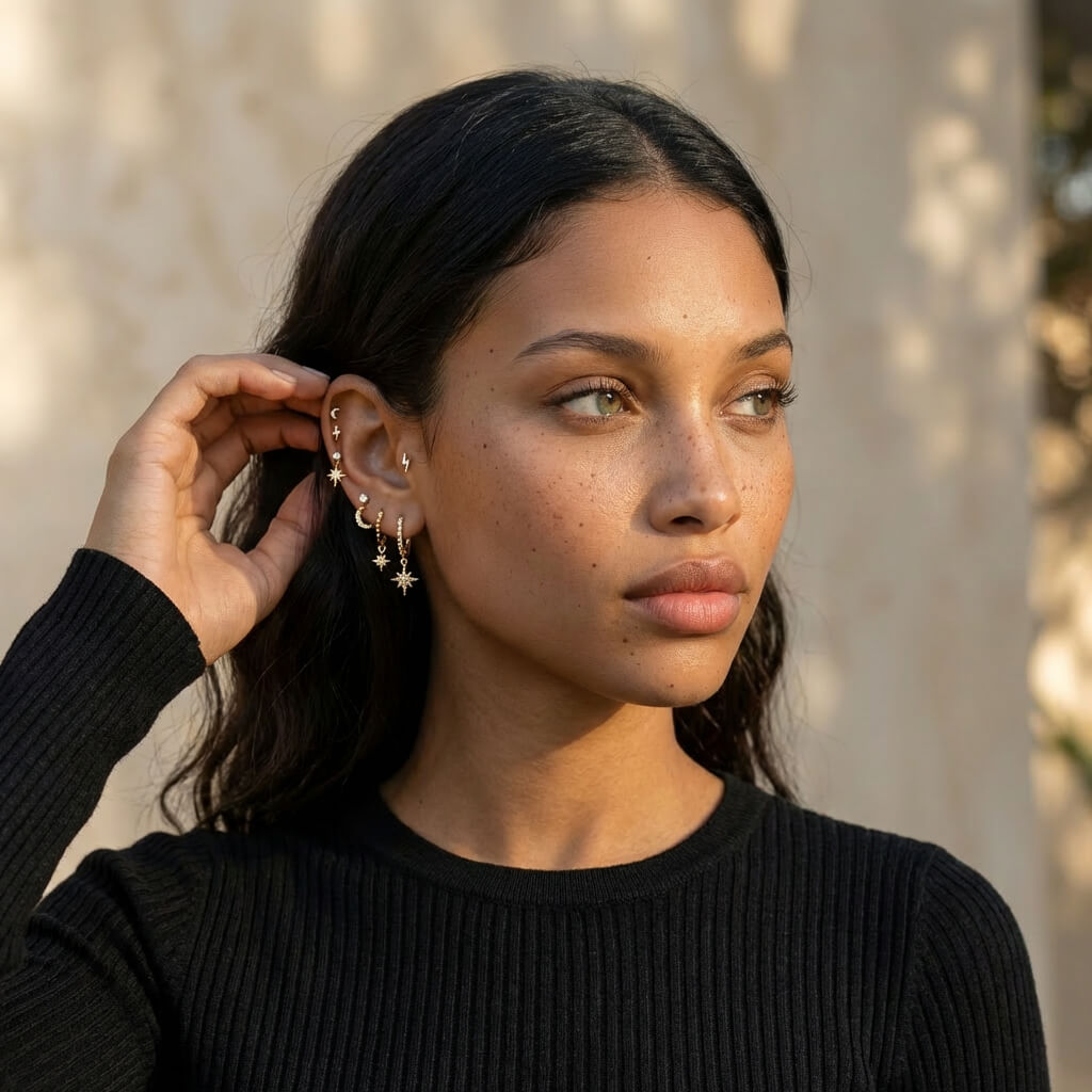 Star & Moon Celestial Charm Earring Set