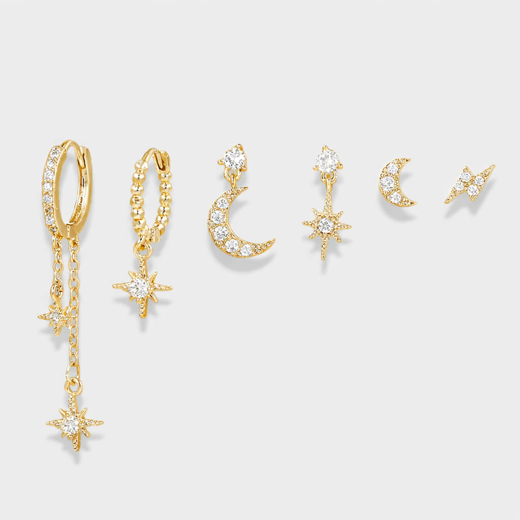 Star & Moon Celestial Charm Earring Set