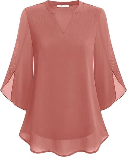 Styliani – Chiffon Blouse with V-Neck