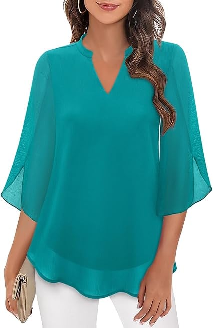 Styliani – Chiffon Blouse with V-Neck