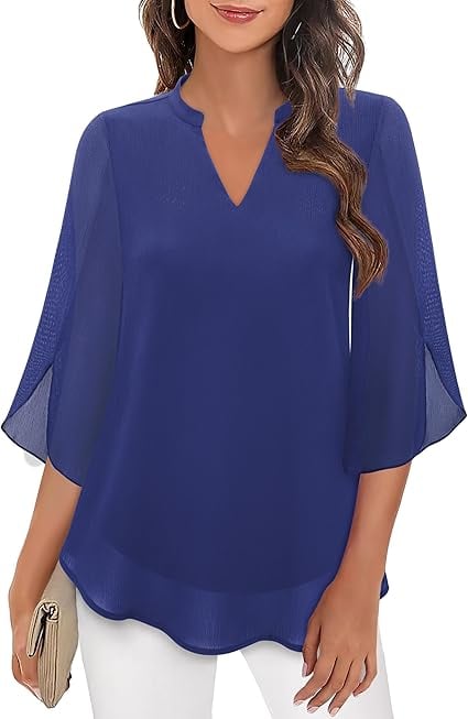 Styliani – Chiffon Blouse with V-Neck