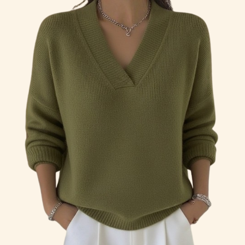 Taleena – Pullover with V-Neck and Long Sleeves
