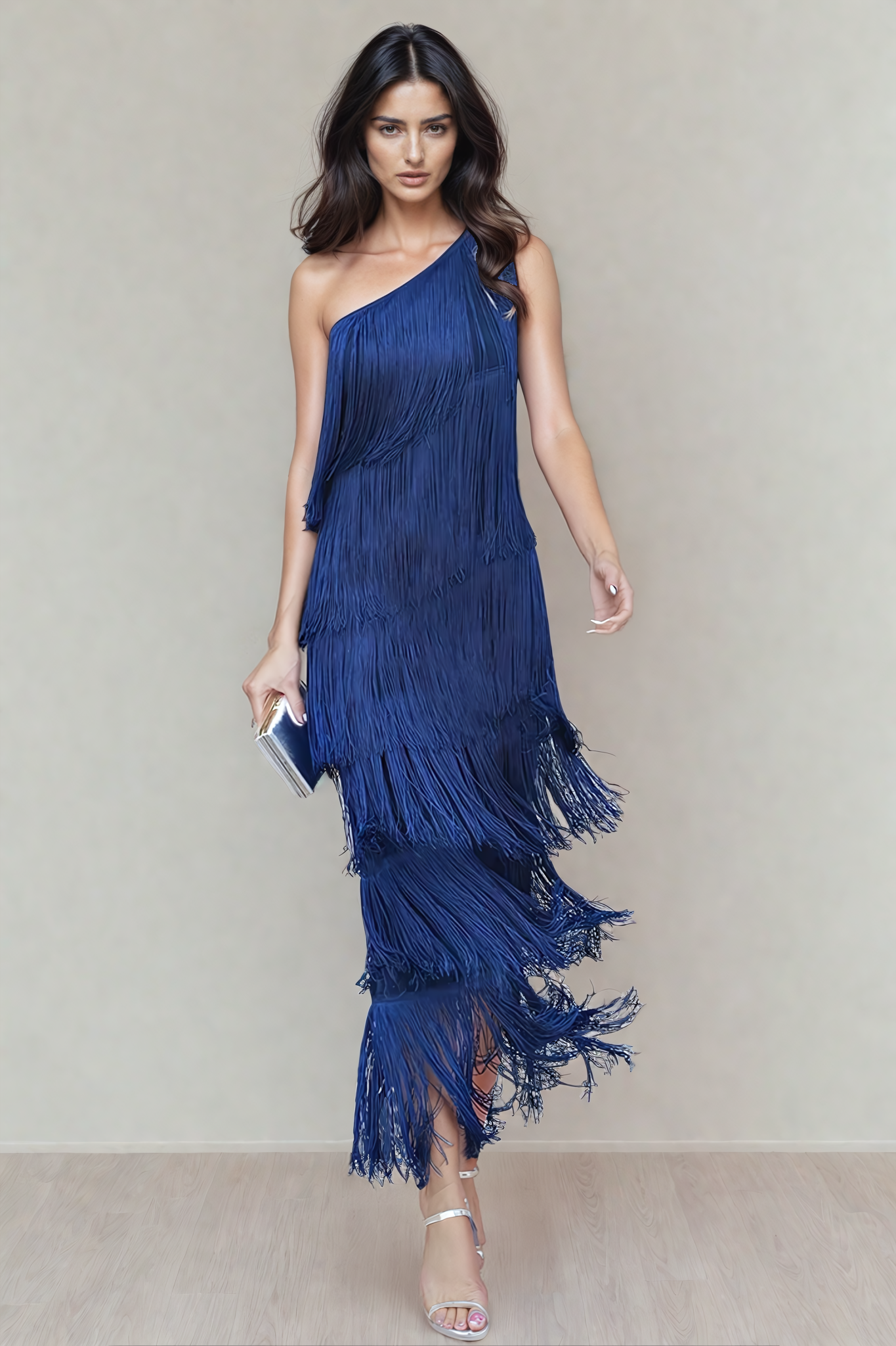 Tamira – Long Dress with Asymmetrical Shoulder Design
