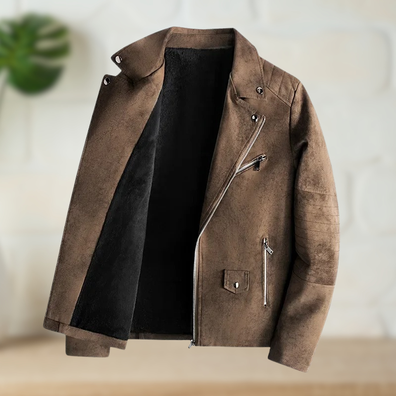 Theo – Leren jas met fleece voering