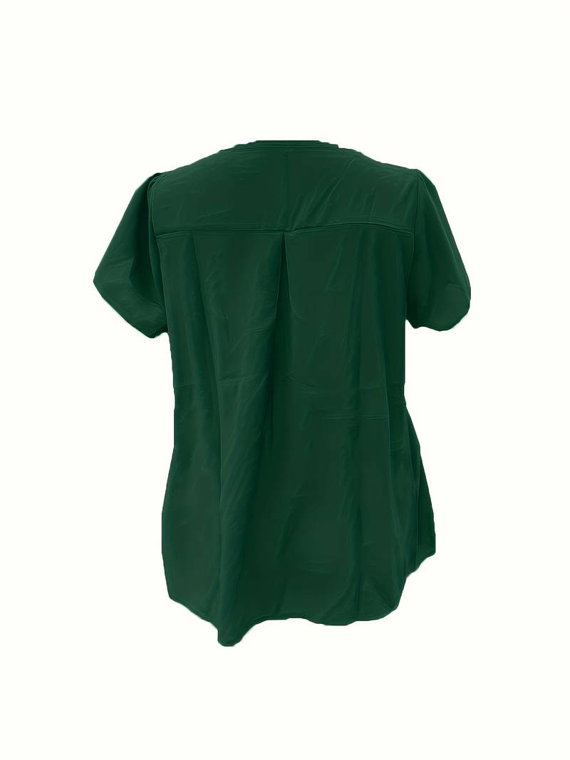 Thilakshi - Short-Sleeved Blouse with Ruffles and a Button
