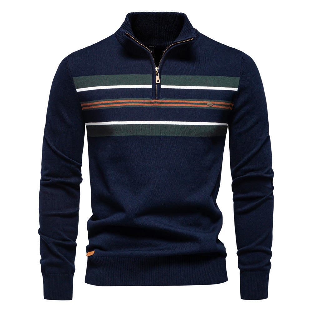 Toralf - Half Zip Striped Sweater