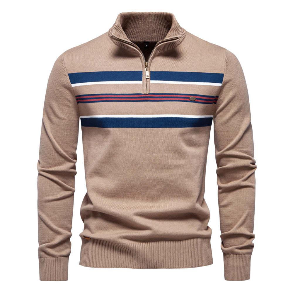 Toralf - Half Zip Striped Sweater