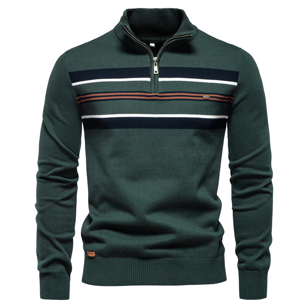 Toralf - Half Zip Striped Sweater