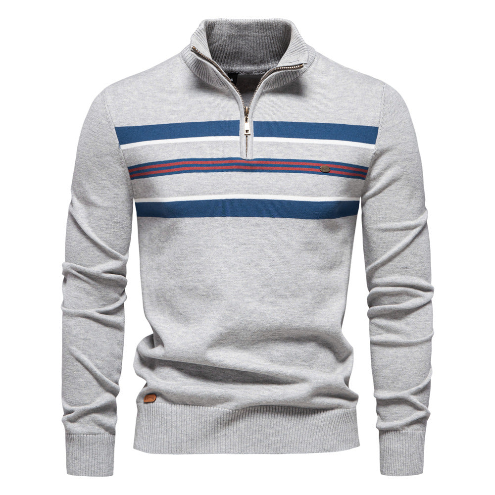 Toralf - Half Zip Striped Sweater