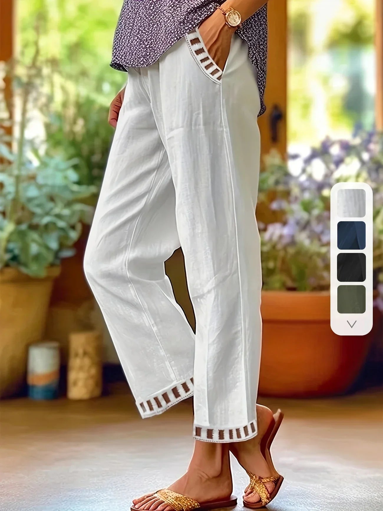 Tracey - Pantalon court à bordure contrastante