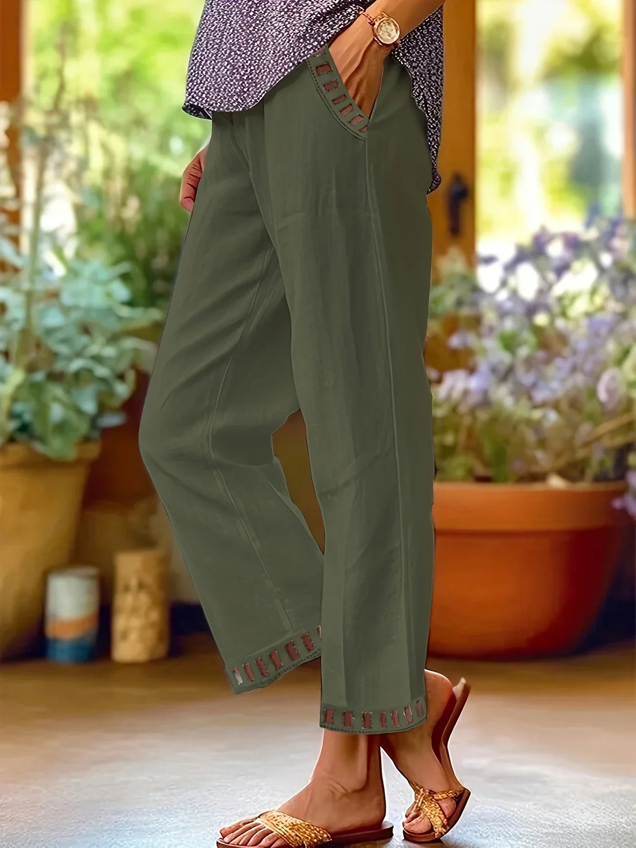 Tracey - Pantalon court à bordure contrastante