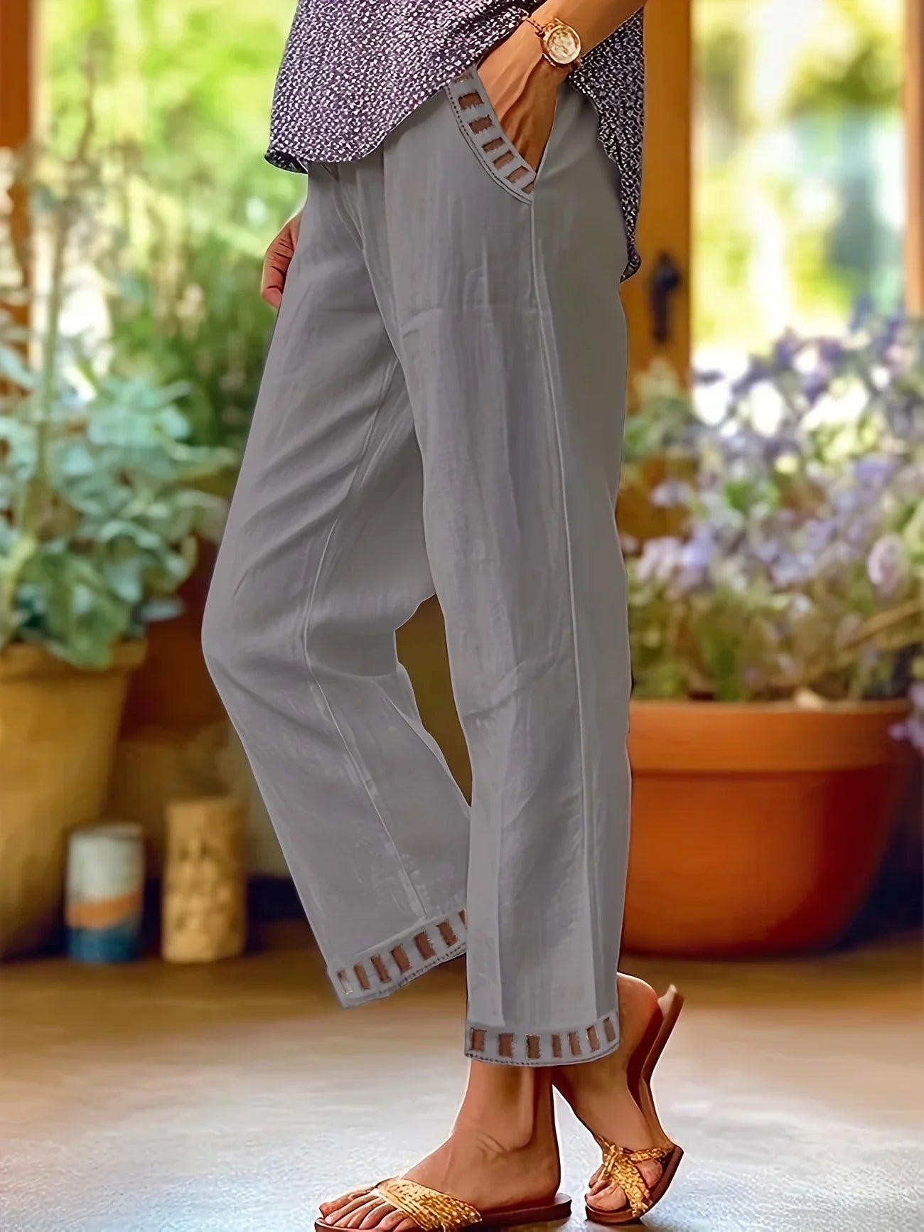 Tracey - Pantalon court à bordure contrastante