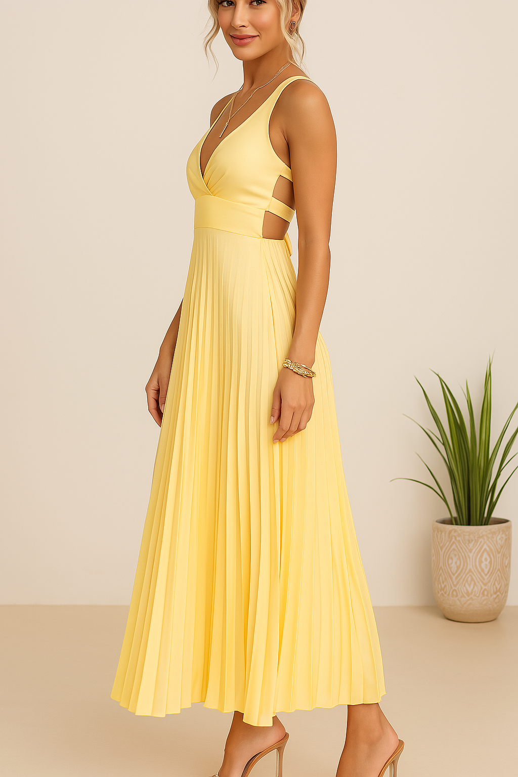 Tuuliki – Sleeveless Midi Dress with Pleats