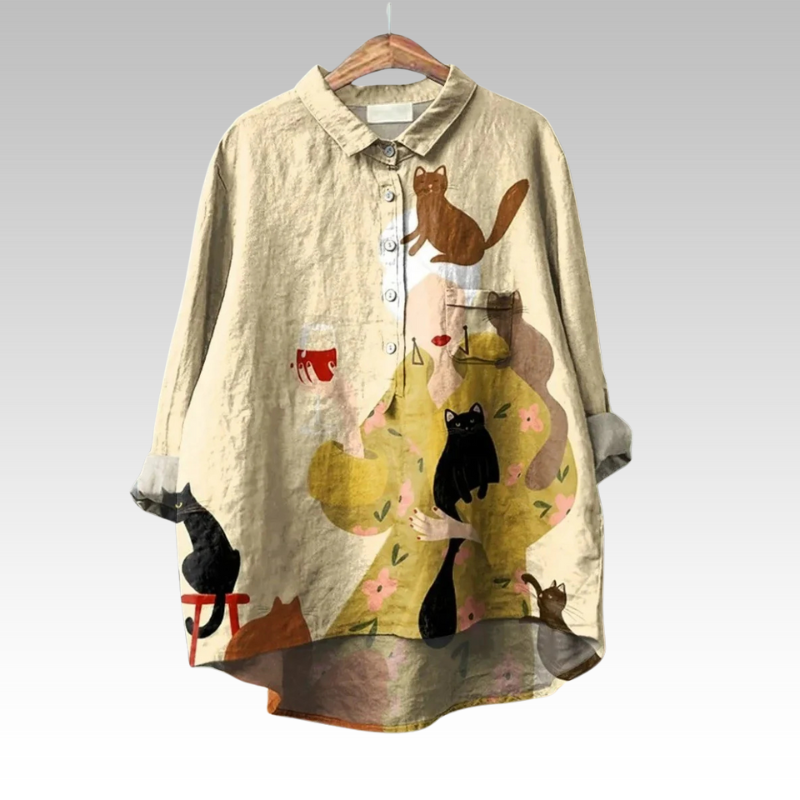 Umeno - Classic Blouses with Floral Pattern