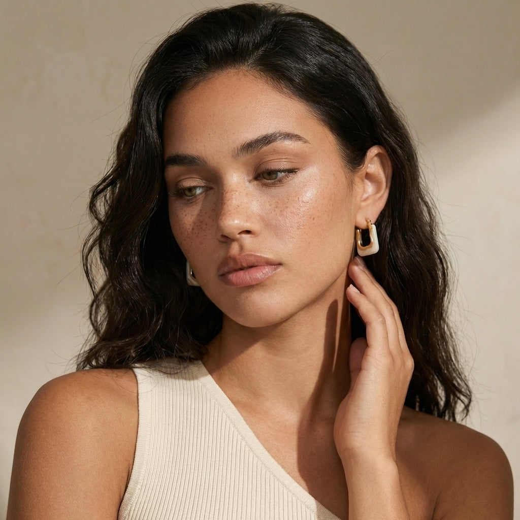 Veya Vintage Square Statement Hoop Earrings