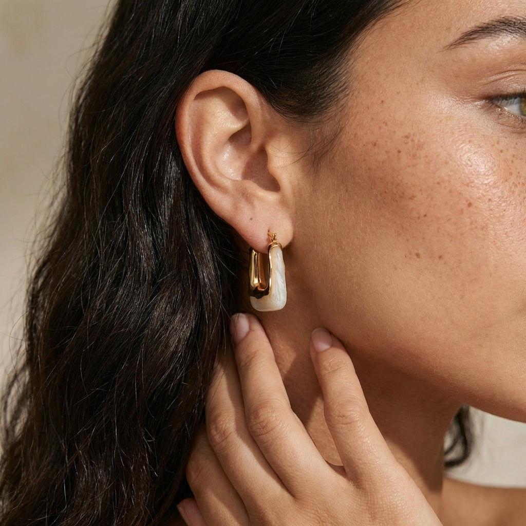 Veya Vintage Square Statement Hoop Earrings