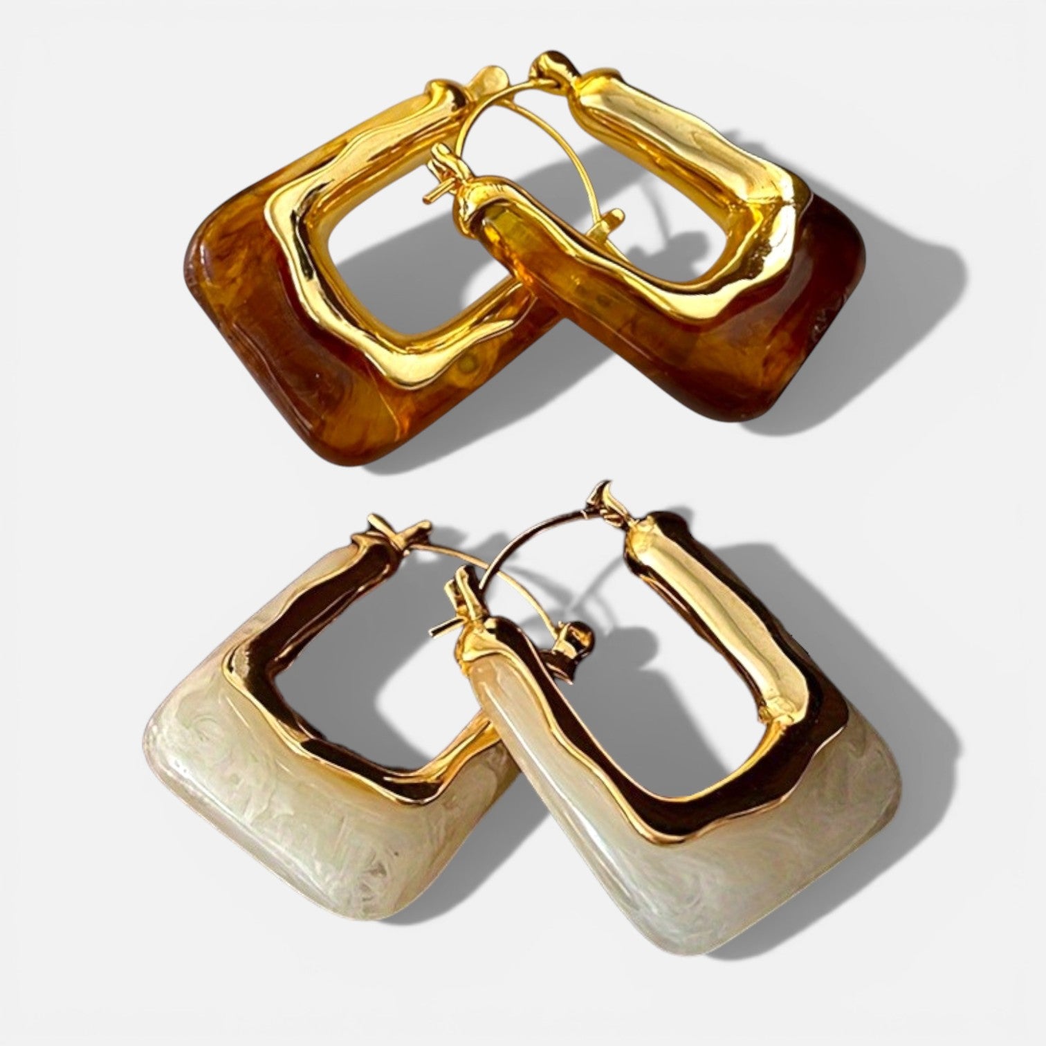 Veya Vintage Square Statement Hoop Earrings