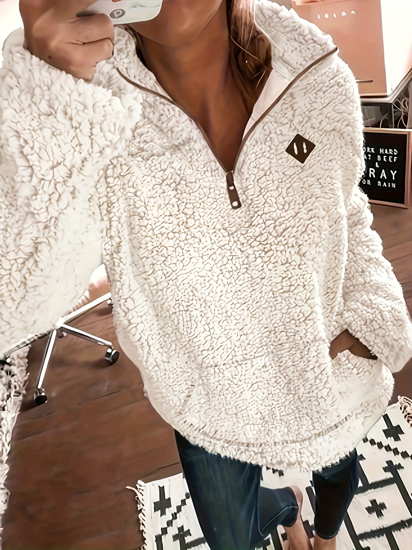 Willemien – Sweat-shirt polaire à manches longues avec fermeture éclair