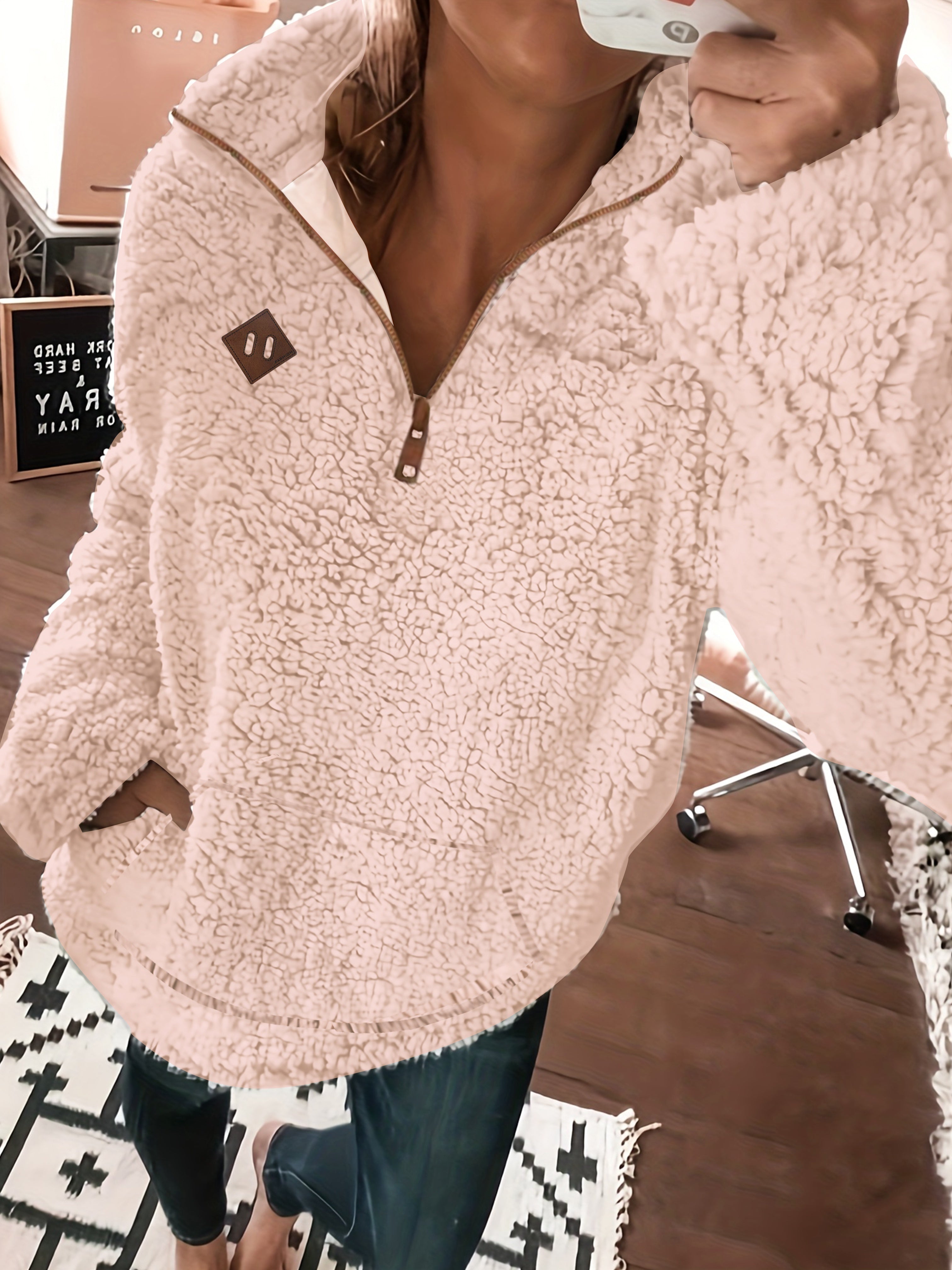 Willemien – Sweat-shirt polaire à manches longues avec fermeture éclair