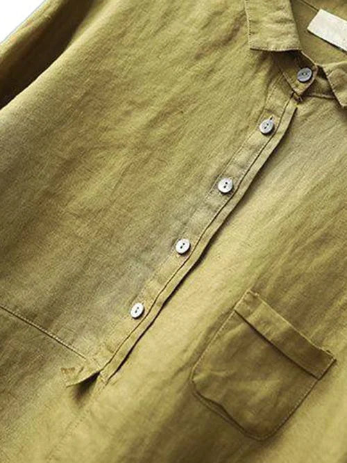 Winona – Shirt met Lange Mouwen, Voorzak en Knopen