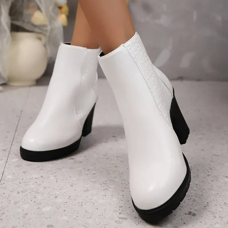 Yardenit - Boots with Chunky Heel Made of Genuine Leather