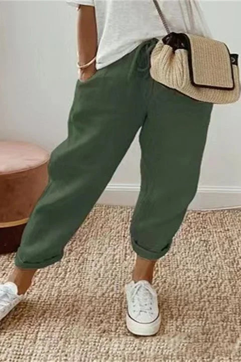 Yaron - Pantalon solide avec poches obliques et cordon de serrage à la taille