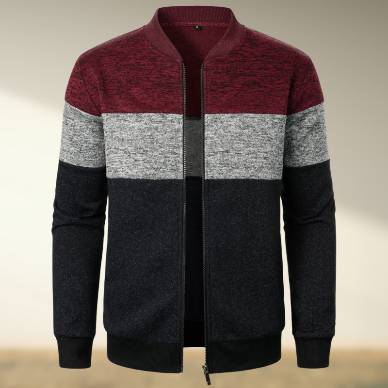 Yemi – Stehkragen gestreifter Reißverschluss-Pullover