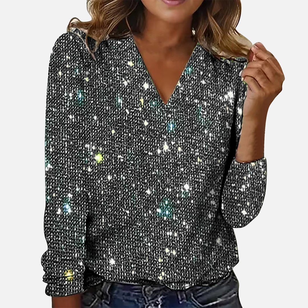 Yinthe – Blusa de diamantes con escote en V