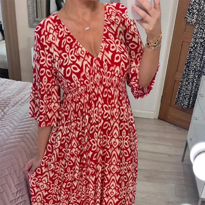Yiska – Vestido floral con escote en V