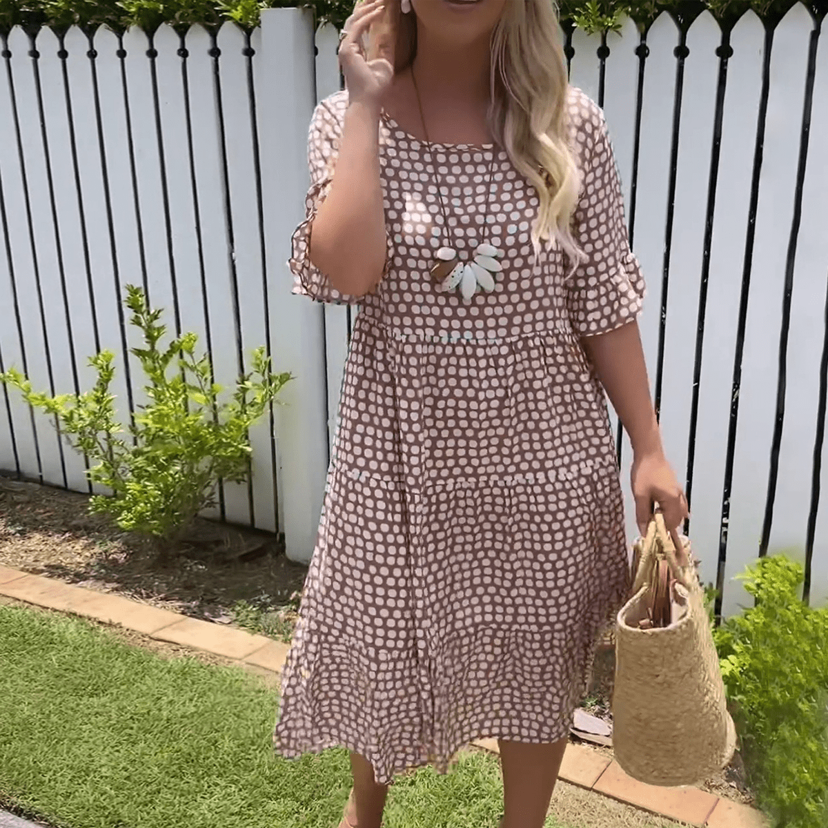 Yumi - Vestido midi de manga corta