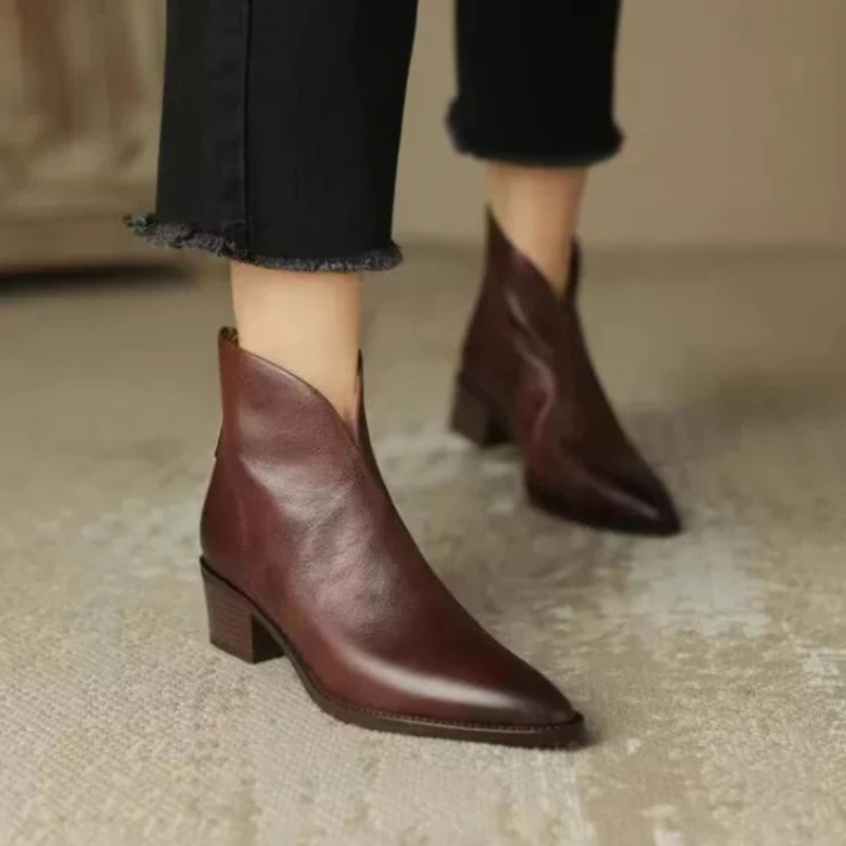 Zabrina – Leather Ankle Boots with Pointed Toes