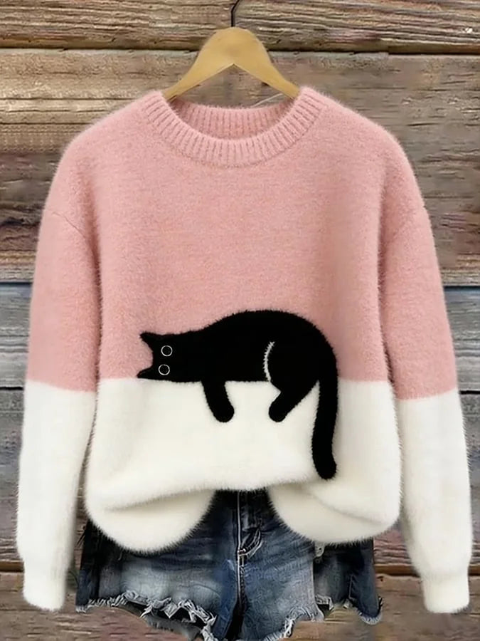 Zaidia – Cozy Knit Sweater with Cute Cat