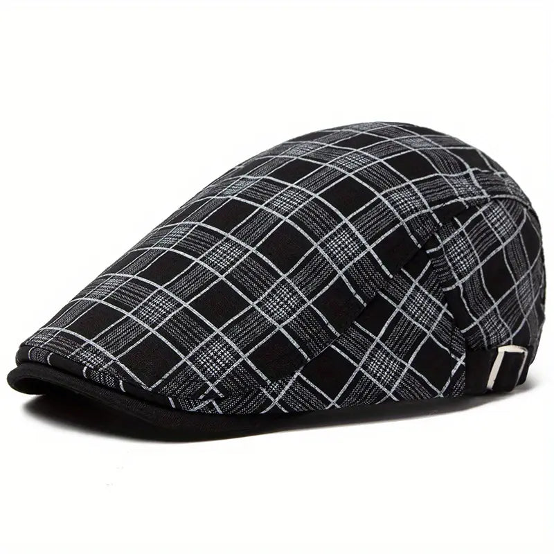 Zared – Verstelbare vintage baret met ruitpatroon