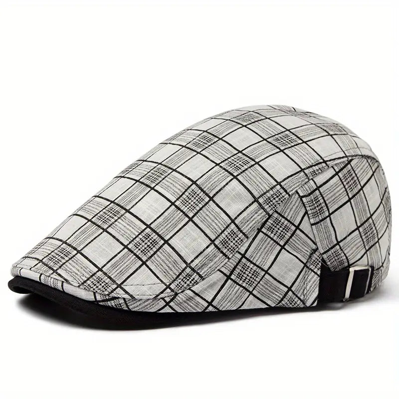 Zared – Verstelbare vintage baret met ruitpatroon