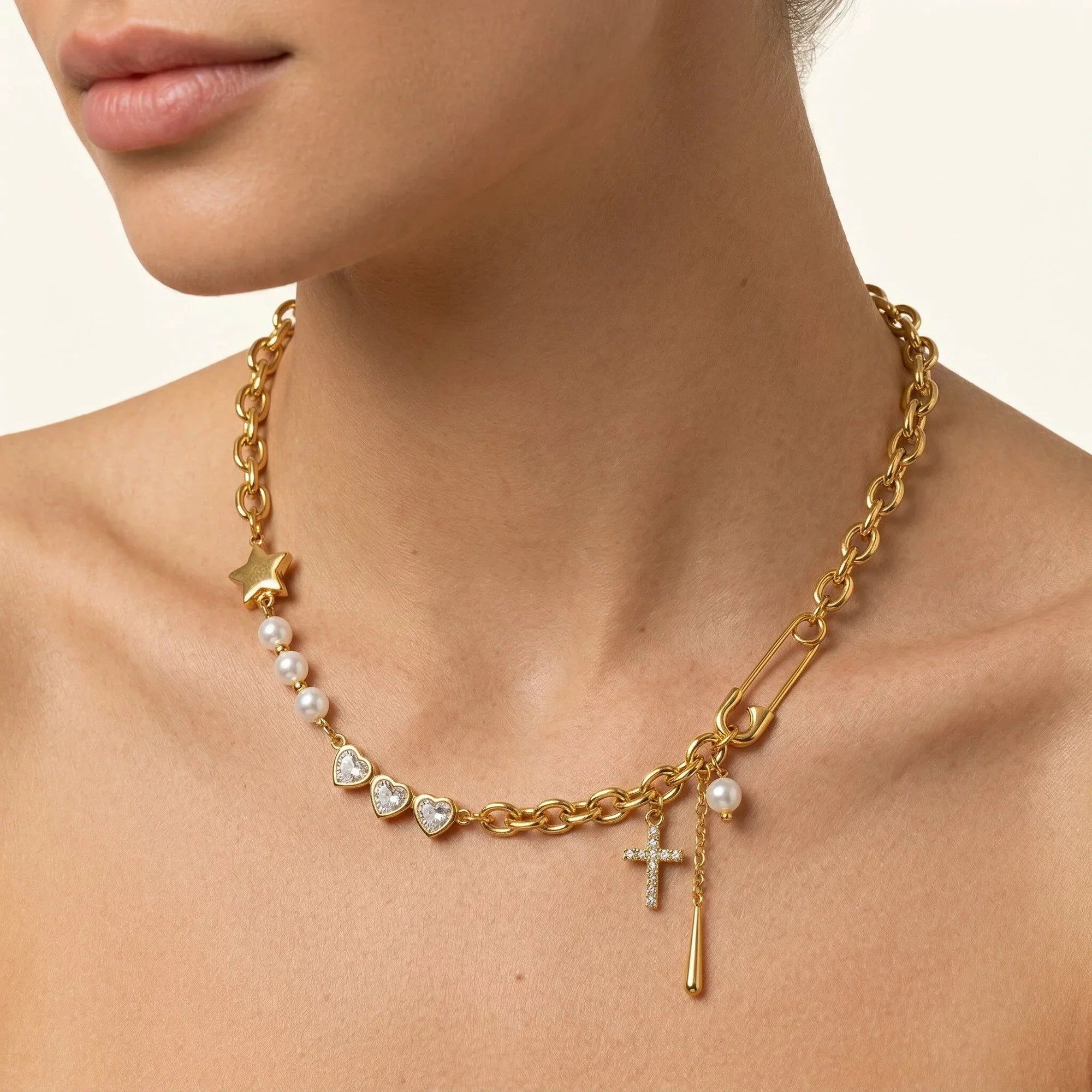 Collier Zeraphine en or perle diamant