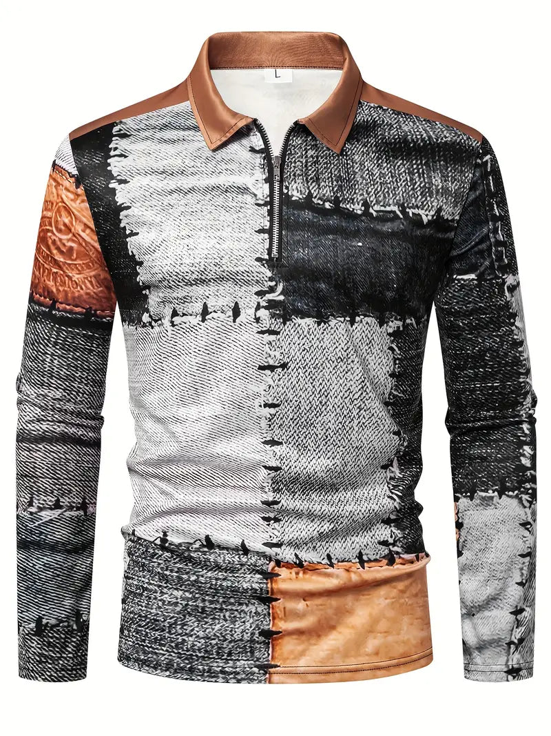 Zerem – Long Sleeve Shirt with Color Block and Zipper