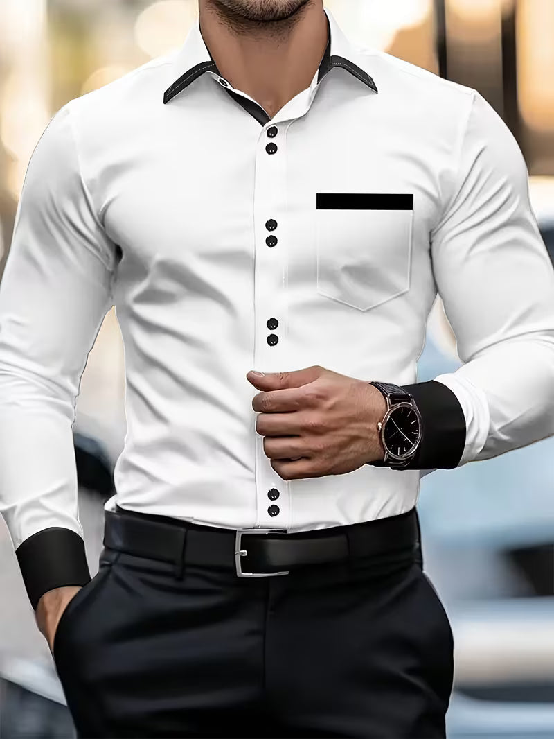 Zigmas - Chemise élégante à manches longues avec patte de boutonnage