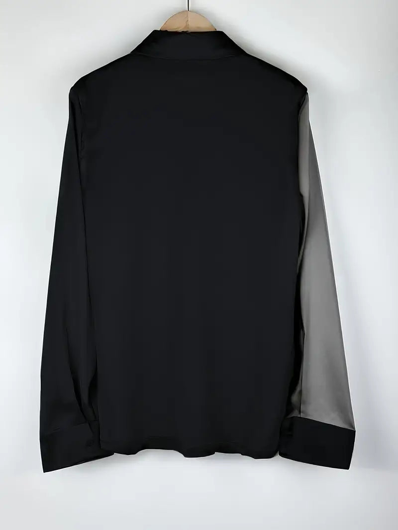 Zillah – Elegant Satin Shirt with Contrasts for the Commute