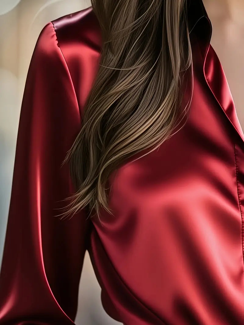 Zillah – Elegant Satin Shirt with Contrasts for the Commute