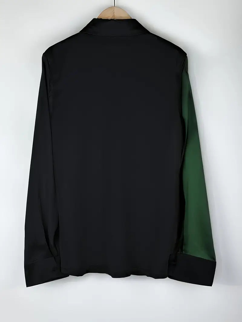 Zillah – Elegant Satin Shirt with Contrasts for the Commute