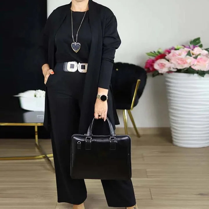 Zivara - Elegant 3-Piece Set with Long Cardigan Top and Pants
