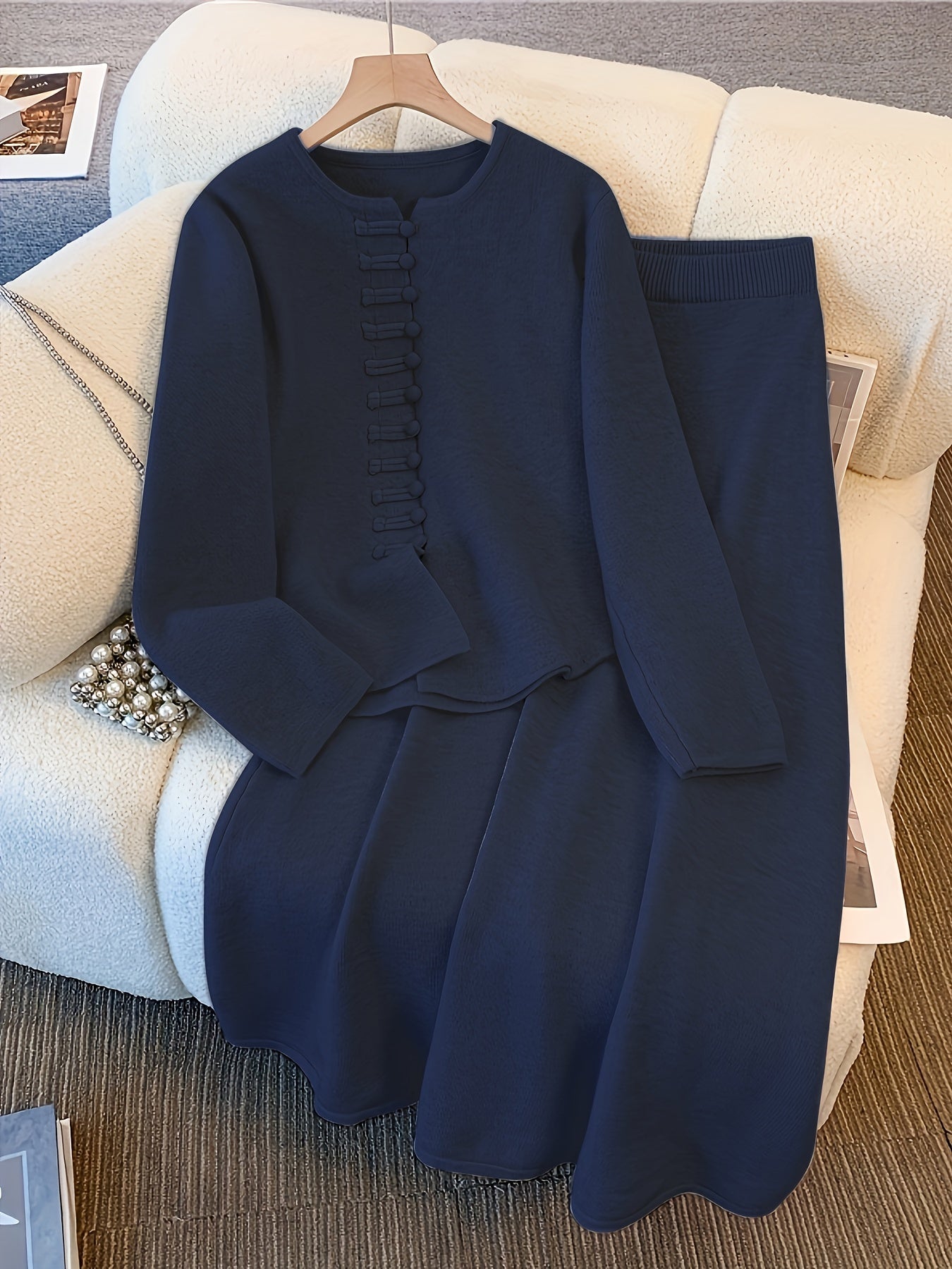 Zorine – Two-Piece Set with Buttoned Cardigan