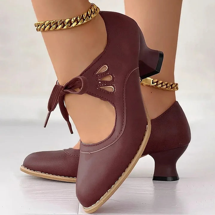 Zydrune - Zapatos de cuero vintage con tacón alto