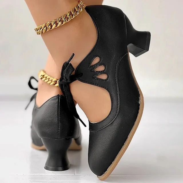 Zydrune - Zapatos de cuero vintage con tacón alto