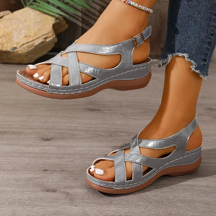 Alnia – Sandales orthopédiques confortables à talon compensé